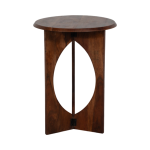 Tavolino Rotondo in Legno con Design a Intaglio Ovale per Arredamento Soggiorno - Product Image 3