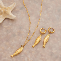 Collier en acier inoxydable plaqué or de la série Ocean, pendentif coquillage, chaîne serpent tendance décontractée, géométrique, avec cristaux de laboratoire