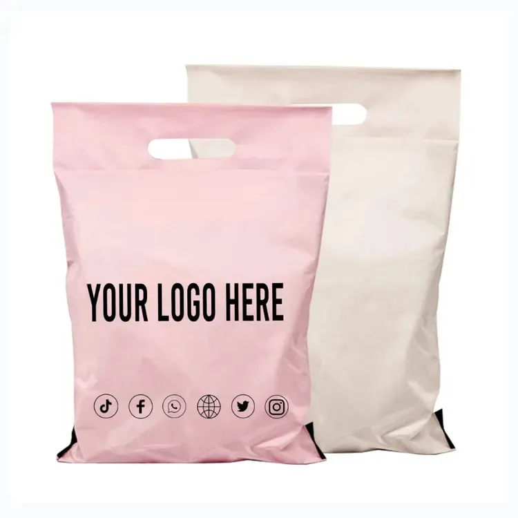 Полиэтиленовые пакеты, упаковка, матовые поли-конверты, Подарочная коробка, упаковка, Большая Почтовая сумка с ручкой, поли-конверт, розовая Курьерская сумка