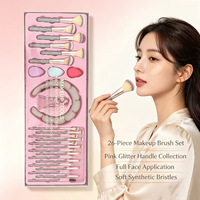 Ensemble de 26 pinceaux de maquillage Glitz and Glam avec strass, style professionnel, vente en gros, pinceaux de maquillage de luxe avec boîte cadeau