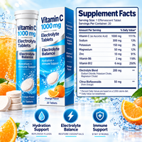 Comprimés effervescents de vitamine C 1000 mg avec sodium, potassium, magnésium, zinc, bioflavonoïdes d'agrumes, marque privée OEM