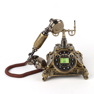 Décoration d'intérieur en promotion : Le meilleur téléphone filaire européen de qualité, vintage, classique, antique, en résine, marron foncé, avec fonction de recomposition. - Product Image 6