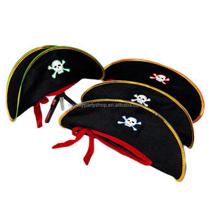 Nouveauté Halloween LED Crâne <span class=keywords><strong>Pirate</strong></span> Capitaine Chapeau avec Garniture Dorée - Product Image 6