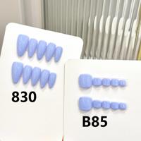 Diseño #830 Alta calidad Almendra Color sólido Prensa hecha a mano en las uñas Lujo 10PCs Púrpura Acrílico Prensa Ons Arte de uñas artificiales
