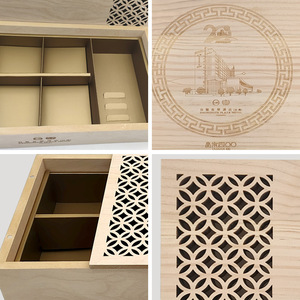 Caja de Madera para Empacar Pasteles de Luna, 37x19.5x7cm, Rectangular, Hecha a Mano, Estilo Chino, Caja de Regalo de Madera de Pino - Product Image 4