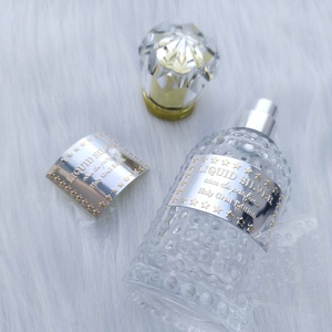 สติกเกอร์โลหะนูนลายโลโก้แบบกำหนดเองสำหรับขวดน้ำหอม ฉลากขวดเครื่องสำอาง บรรจุภัณฑ์รีไซเคิลได้ - Product Image 1