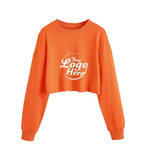 Women's Oversized Grey Terry Sweatshirts Casual Long Sleeve Raw Hem Pullover Crop <b>Tops</b> Printed for Winter Season M Size - Product Image 2