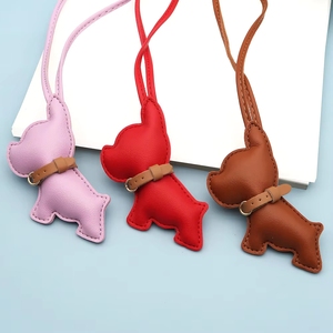 Colgante de piel sintética de varios colores con diseño de Bulldog Francés y correa larga, accesorio para llavero y bolso - Product Image 4