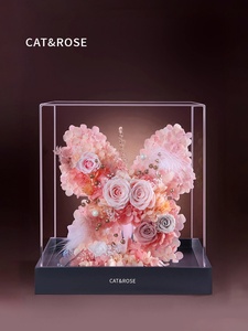 Fleur <span class=keywords><strong>éternel</strong></span>le, rose papillon, fleur véritable, bouquet, boîte cadeau, sensation haut de gamme, Saint-Valentin, Noë<span class=keywords><strong>l</strong></span>, anniversaire, mariage - Product Image 3