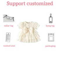 Robe de soirée élégante pour bébés filles à manches courtes bouffantes, couleur unie, grand nœud, tulle à volants, robes quotidiennes pour enfants, robe de bébé personnalisée