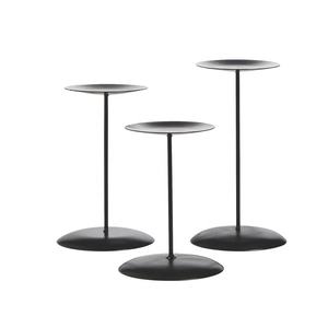 Bougeoir de pilier en métal de fer enduit de poudre noire pour la décoration de Noël à la maison en acier - Product Image 1