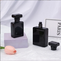 100ml en verre noir parfum eau vaporisateur bouteille plat carré cosmétique emballage pour crème pour le visage perruques flacons vides presse réapprovisionnement