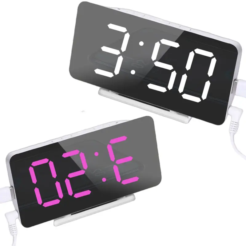 Horloge de Surface d'alarme électrique LED, haute qualité, luminosité moderne, Port USB, grand affichage numérique