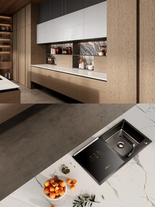 Mueble de Cocina Moderno de Roble con Puertas de Madera Maciza y Superficie Fácil de Limpiar para Uso Público - Product Image 6