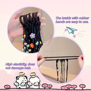 Fascia per capelli da ragazza con <span class=keywords><strong>trecce</strong></span> stile boxe, graziosa e alla moda, con <span class=keywords><strong>trecce</strong></span> a coda di cavallo alta e decorazioni a stella e a cuore, parrucca con <span class=keywords><strong>trecce</strong></span> - Product Image 3