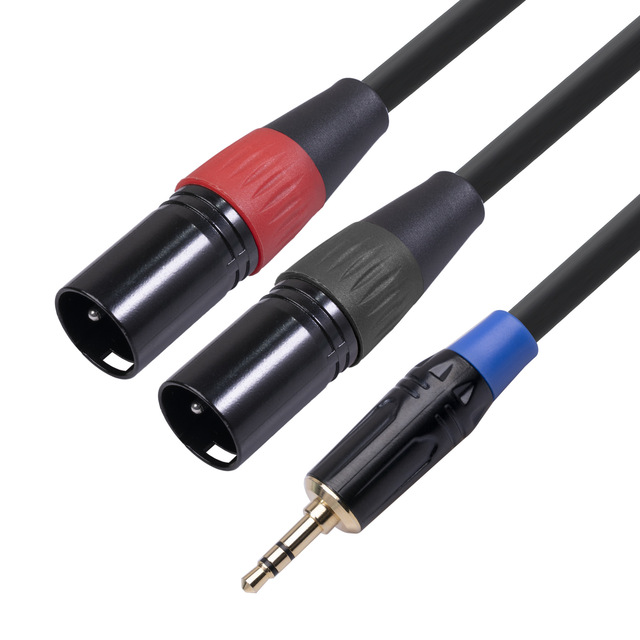 Gold-plated head stereo 3.5mm to dual XLR balanced pub microphone computer mixing console power amplifier audio connection cable