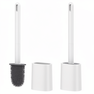 Ensemble de brosses <span class=keywords><strong>WC</strong></span> en plastique avec support à fixation murale, design moderne pour salle de bain, garantie 5 ans - Product Image 1