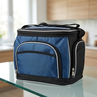 Sac isotherme bleu noir réutilisable avec blocs réfrigérants, imperméable en Oxford, multi-poches, sac à déjeuner thermique pliable avec fermeture éclair