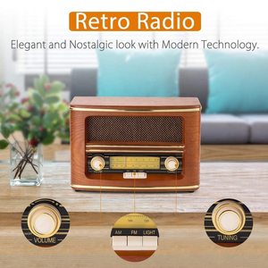 <span class=keywords><strong>Radio</strong></span> AM/FM Retro <span class=keywords><strong>de</strong></span> Madera OEM con <span class=keywords><strong>Dial</strong></span> Analógico Clásico, Altavoces Integrados <span class=keywords><strong>de</strong></span> 2x5W, <span class=keywords><strong>Radio</strong></span> <span class=keywords><strong>de</strong></span> Mesa con Bluetooth Opcional - Product Image 2