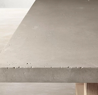 Nouveau Mobilier d'extérieur Table de salle à manger rectangulaire belge en béton et teck avec chevalet