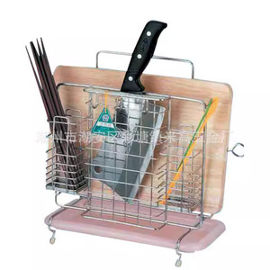 Support à couteaux en acier inoxydable avec porte-baguettes et planche à découper, organisateur de comptoir multifonctionnel de forme rectangulaire - Product Image 1