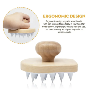 Cepillo <span class=keywords><strong>para</strong></span> el cuero cabelludo de madera grande de silicona suave con logotipo personalizado, masajeador de pelo, cepillo de champú de madera <span class=keywords><strong>para</strong></span> húmedo o <span class=keywords><strong>seco</strong></span> - Product Image 6