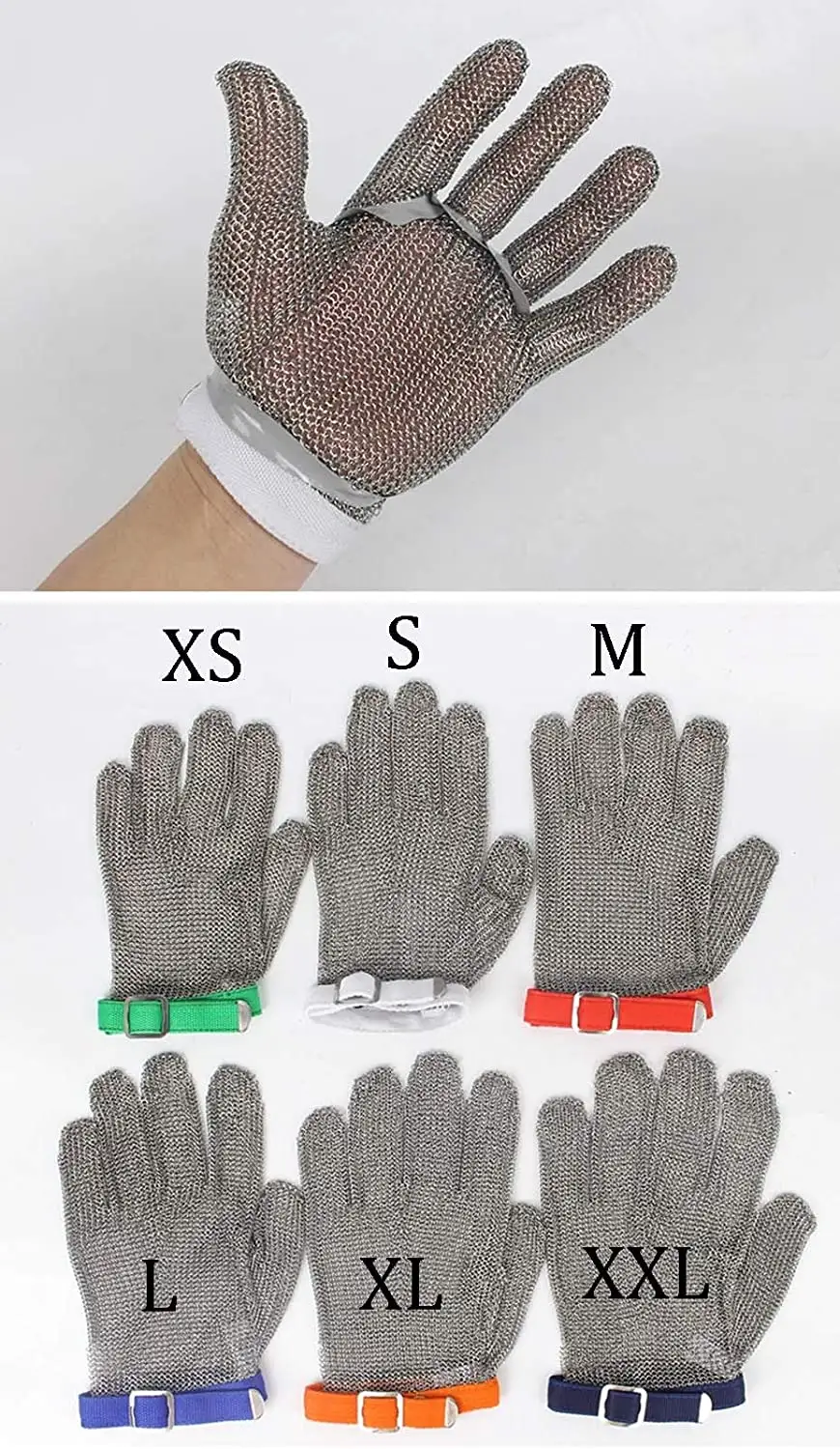 BSP A9 guantes de malla acero chaîne mail huître boucher maille métallique anneau de boucherie anti-coupure gants en acier inoxydable