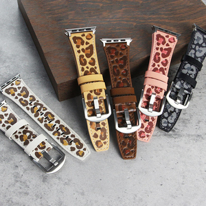 Correa de reloj Upro de cuero genuino para Apple Watch 7 6 5 4 3 2 1, correa para Iwatch 5 con estampado de leopardo, correa de cuero de 38/40/41 45/44/42 mm - Product Image 1
