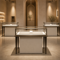 Vitrine autoportante en fer pour bijoux avec éclairage LED, en verre et bois écologiques, idéale pour les magasins de détail et centres commerciaux