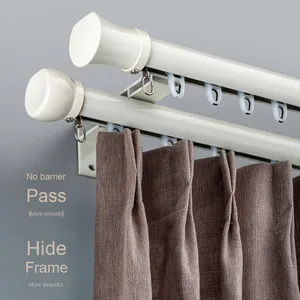 Aleación de aluminio de montaje lateral duradera de lujo ligero moderno 6m silencioso para barra de cortina con riel romano e invisible deslizante - Product Image 2