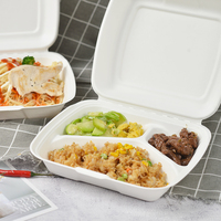 Fibre de bagasse Produits écologiques Emballage alimentaire compostable Conteneur alimentaire biodégradable à clapet 9*9 Boîte à charnière