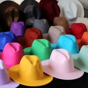 HT-652 Topi Fedora Wanita Grosir Gaya Terbaru 2022 Topi Fedora Pinggiran Lebar Topi Fedora