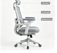 Chaise de bureau ergonomique en maille avec appui-tête et accoudoirs réglables pour mobilier de bureau commercial