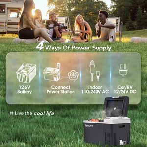 EUHOMY 24Qt Electric Cooler 12V 24V DC 100-240V AC Car Fridge With App Control Multifunction <b>Refrigerator</b> BlackWhite - Product Image 5