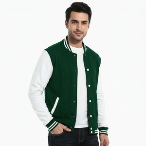 Veste Homme Brodé Style Urbain Teint Uni Manches en Cuir Personnalisable Type Baseball Letterman Varsity – Meilleure Vente - Product Image 1