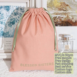 Promotion coton lin cordon sac pour sac à main personnalisé haute qualité cadeau avait cheveux faisceau perruque stockage poussière coton pochette - Product Image 5