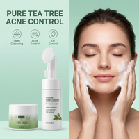 Nettoyant visage à l'huile d'arbre à thé WNU OEM, nettoie en profondeur les pores, élimine les points noirs, traite l'acné, contrôle le sébum, apaise et hydrate, convient à tous les types de peau.