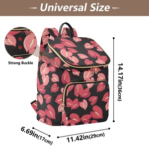 New Collection Aloha <b>Backpack</b> Sports Gym Travel Bag Red Anthurium Design Custom Print Women's <b>Backpacks</b> with Luggage Belt - Product Image 3