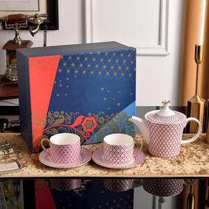 Ensemble de tasses à café en céramique au design personnalisé, porcelaine vintage, ensemble de café en céramique de luxe pour l'après-midi - Product Image 1