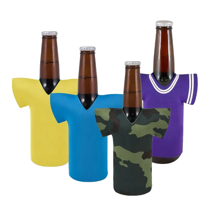 Factory Wholesale 330 ml waterproof Neoprene jersey T-shirt shaped beer bottle holder Can Cooler Sleeve