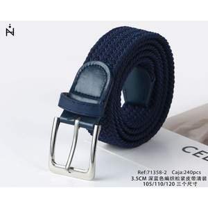 Cinturón Elástico Tejido Z de 3.5 cm, Color Azul Oscuro, Hebilla de Acero, Cinturón Informal de Tela para Hombre, 105/110/120 - Product Image 1