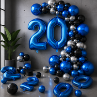 Ballon chiffre en feuille de Mylar gonflable à l'hélium, réutilisable, épais, brillant, or et argent métallisé, 32 pouces, pour fête