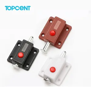 TOPCENT Plastic Door Bolts Latch Lock For Door Window Cabinet latch furniture hardware accessories Push To Open Button Switch
