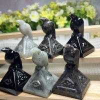 New Product 7-8cm Crow Bird Crystal Crafts Obsidian/Yooperlite/Labradorite Pyramid Raven Statues Reiki Healing Home Decor