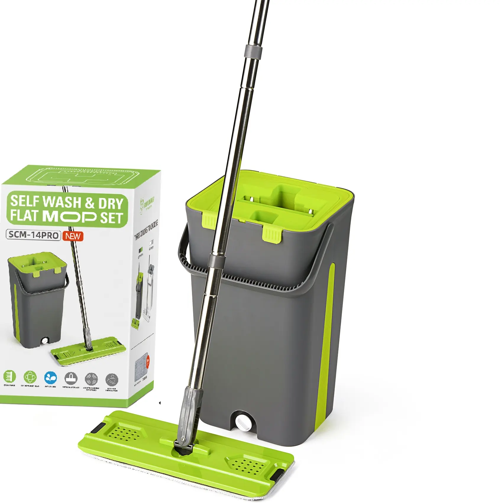 2023 New Best Seller House Mop Customized Flat Squeeze Smart Mop Microfiber Mop And Bucket Set