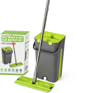 2023 Novo Best Seller House Mop Personalizado Flat Squeeze Smart Mop Microfibra Mop E Balde Set