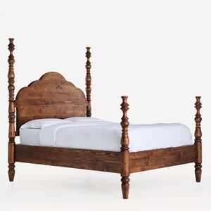 Modern Solid Wood Full Size Eco-Friendly <b>Bed</b> <b>Frame</b> Curved Headboard Turned Leg Platform <b>Bed</b> - Product Image 3