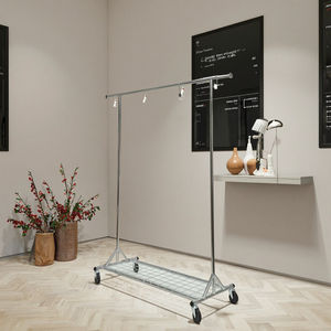 Estante de exhibición de <span class=keywords><strong>ropa</strong></span> moderno de un solo Riel, estante de supermercado <span class=keywords><strong>metálico</strong></span> con estante de alambre extraíble <span class=keywords><strong>para</strong></span> soporte colgante de <span class=keywords><strong>ropa</strong></span> - Product Image 1