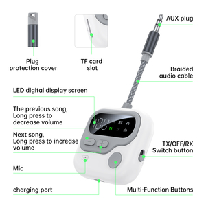 <span class=keywords><strong>Transmisor</strong></span> y Receptor Bluetooth 5.4 para 2 Airpods, Pantalla <span class=keywords><strong>a</strong></span> Color, Adaptador Bluetooth Auxiliar <span class=keywords><strong>de</strong></span> 3.5mm para Avión, <span class=keywords><strong>TV</strong></span>, Auriculares Inalámbricos - Product Image 4