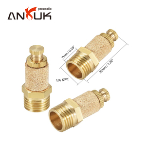 אנרוק אנטרוק פנאומטי נחושת מפליז נירוסטה m5 1/8 1/4 bspt חוט רעשי אוויר מפחית כלי אוויר מדחסים מדחסים - Product Image 6